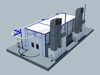 Окрасочно-сушильная камера тупикового типа SPK-15.5.5 для нефтепромыслового оборудования.