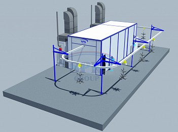 Окрасочно-сушильная камера тупикового типа SPK-15.5.5 для нефтепромыслового оборудования.